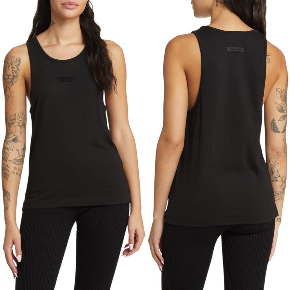 NWT Fear of God Essentials Tank Jet Black Knit Top Muscle Tee Women’s Size XL